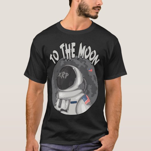 月の宇宙飛行士へのXrpリップル Tシャツ (正面)