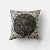 月の宇宙飛行士宇宙ブラック&グレー クッション (裏面)