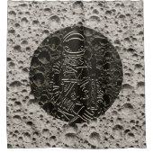 月の宇宙飛行士宇宙ブラック&グレー シャワーカーテン (正面)