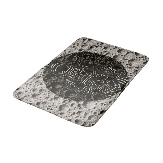 月の宇宙飛行士宇宙ブラック&グレー バスマット (アングル)