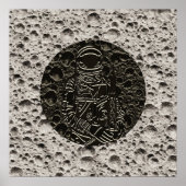 月の宇宙飛行士宇宙ブラック&グレー ポスター (正面)