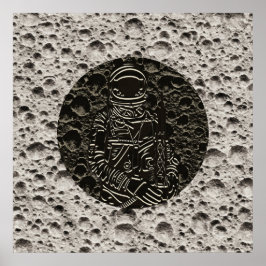 月の宇宙飛行士宇宙ブラック&グレー ポスター