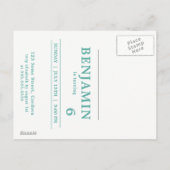 月の宇宙飛行士宇宙誕生日パーティー招待状 インビテーションポストカード (裏面)