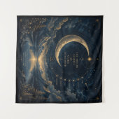 月の導き | 月と星の天体アート スクエア タペストリー (正面(横))