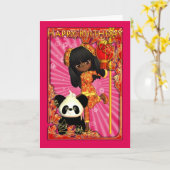 月の少ないアフリカ系アメリカ人誕生日カード カード (黄色い花)