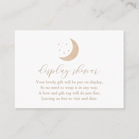 月の少女の上に赤ちゃんシャワー表示シャワー エンクロージャーカード (正面)