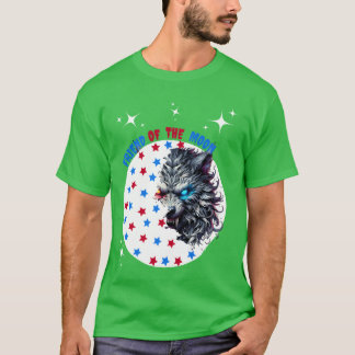 月の少年とオオカミの友達 Tシャツ