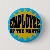 月の従業員金ゴールドと青 缶バッジ (正面)