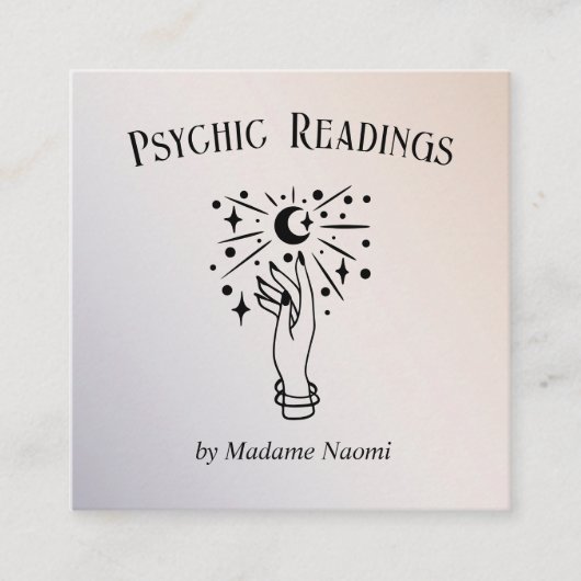 月の心理パーム読の占い師の光 スクエア名刺 (正面)