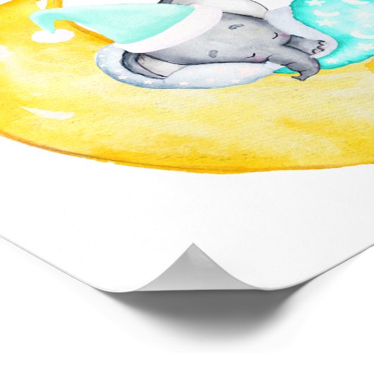 月の恵みのテーブルに赤ちゃんシャワーゾウのサイン ポスター (角)