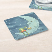 月の悲しいカエル スクエアペーパーコースター (アングル)