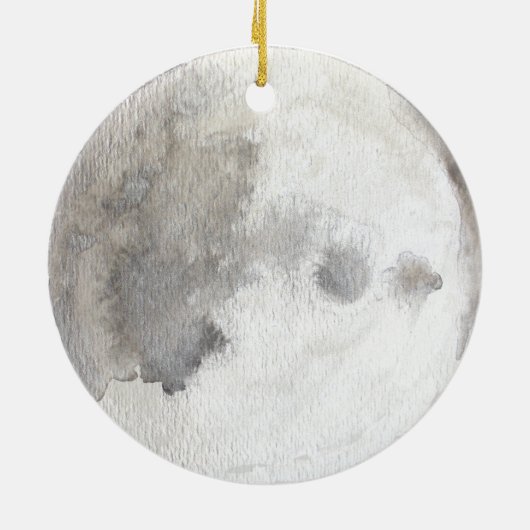 月の惑星の水彩画のオーナメント セラミックオーナメント (裏面)