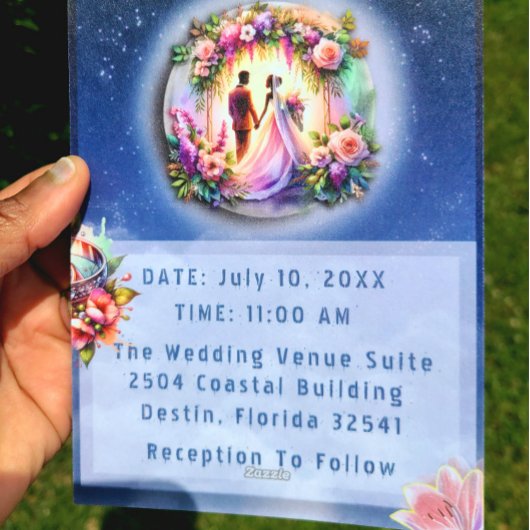 月の愛に達結婚す 箔招待状