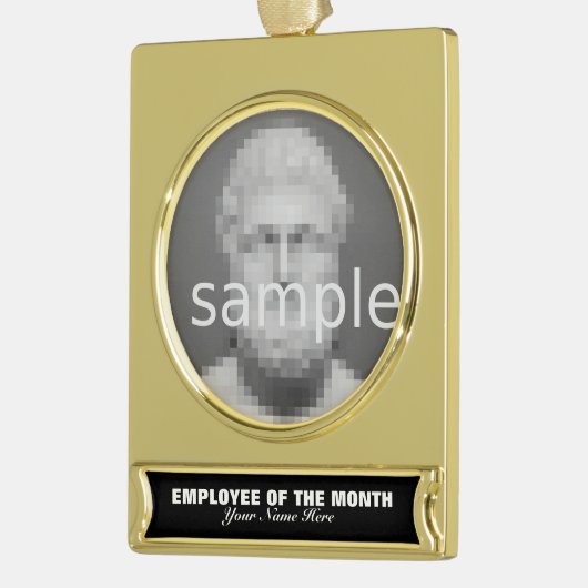 月の感謝の写真のオーナメントの従業員 ゴールドプレートバナーオーナメント (左)