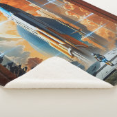 月の打ち上げ – 月への旅のレトロポスター シェルパブランケット (3/4)