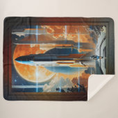 月の打ち上げ – 月への旅のレトロポスター シェルパブランケット (正面(横))