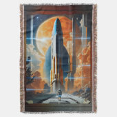 月の打ち上げ – 月への旅のレトロポスター スローブランケット (正面縦)