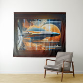 月の打ち上げ – 月への旅のレトロポスター タペストリー (インサイチュ(横))