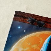 月の打ち上げ – 月への旅のレトロポスター ビーチタオル (インサイチュ)