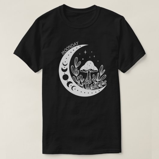 月の日とキノコ Tシャツ (デザイン正面)