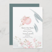 月の日本の光の中の優雅なボート セーブザデート (正面/裏面)