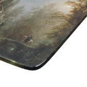 月の明るい夜のカントリー・チャペルと馬のライダー カッティングボード (角)