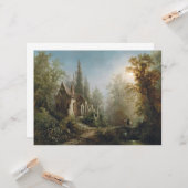 月の明るい夜のカントリー・チャペルと馬のライダー カード (正面/裏面インサイチュ)