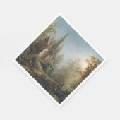 月の明るい夜のカントリー・チャペルと馬のライダー スタンダードランチョンナプキン (角)