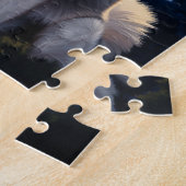 月の明るい夜のシベリア・ハスキー ジグソーパズル (側面)