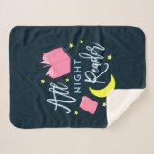 月の星とピンクの本を一晩中読む シェルパブランケット (正面(横))