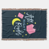 月の星とピンクの本を一晩中読む スローブランケット (正面)