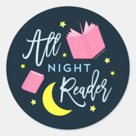 月の星とピンクの本を一晩中読む ラウンドシール