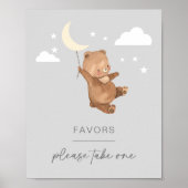 月の星のベビーベイビーシャワー好意サイン ポスター (正面)