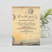 月の星の上の写真ブルーベビーシャワー 招待状 (スタンド正面)