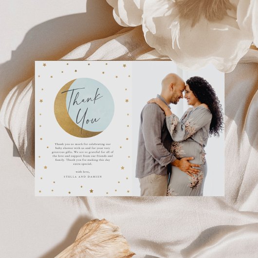 月の星の写真 ベビーシャワー サンキューカード