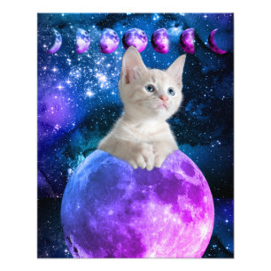 月の星の可愛い白熱［赤熱］光を放つ子猫Vs3 フォトプリント