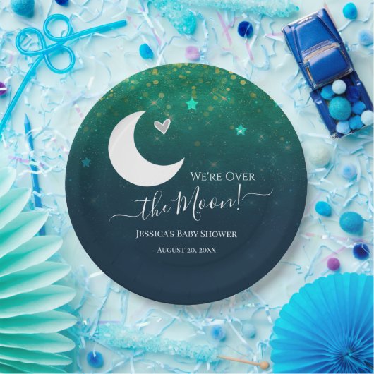 月の星の空の上の赤ちゃんシャワー ペーパープレート (パーティー)