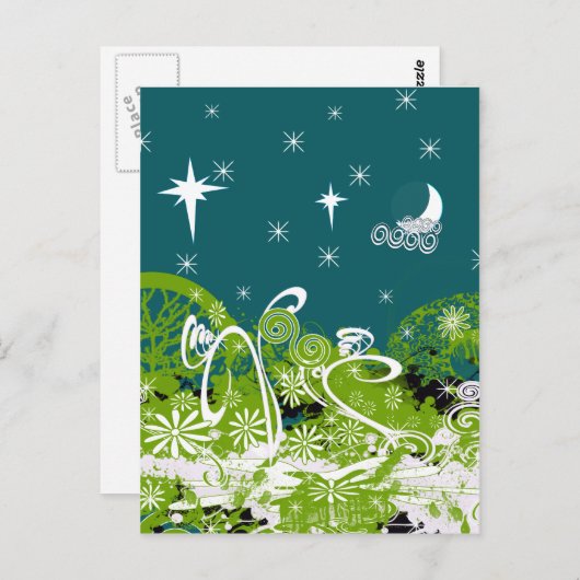 月の星は渦巻きスプラ ポストカード (正面/裏面)