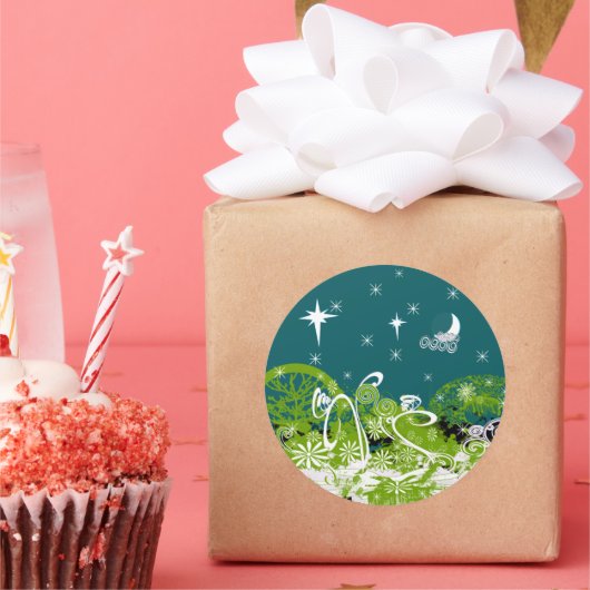 月の星は渦巻きスプラ ラウンドシール (パーティー)