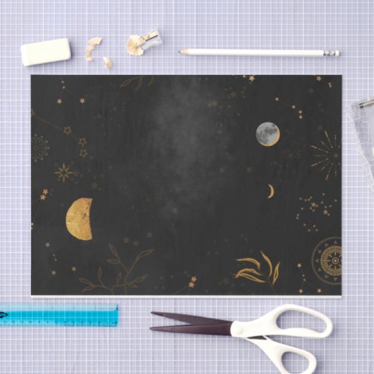 月の星コンステレーション深い夜の空の切り離 薄葉紙 (クラフト)