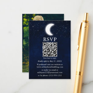 月の星シナ結婚ルのQR写真RSVP エンクロージャーカード