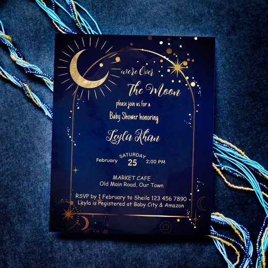 月の星空の夜の予算ベビーシャワーinvi