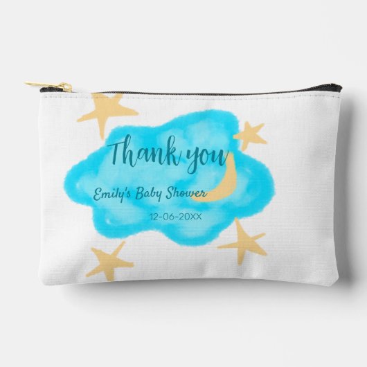 月の星雲の水の色ベビーシャワー追加の名前t アクセサリーポーチ (正面)