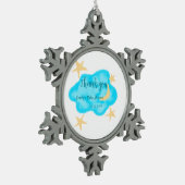 月の星雲の水の色ベビーシャワー追加の名前t スノーフレークピューターオーナメント (左)