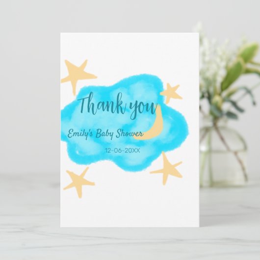 月の星雲の水の色ベビーシャワー追加の名前t セーブザデート (スタンド正面)