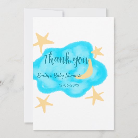 月の星雲の水の色ベビーシャワー追加の名前t セーブザデート (裏面)