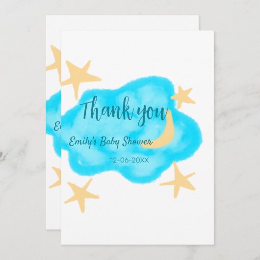 月の星雲の水の色ベビーシャワー追加の名前t セーブザデート (正面/裏面)