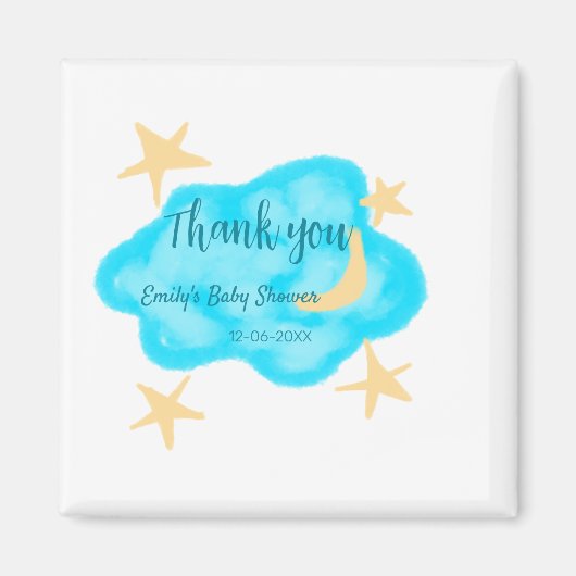 月の星雲の水の色ベビーシャワー追加の名前t マグネット (正面)