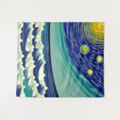 月の星（青と白） タペストリー (正面(横))