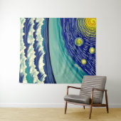 月の星（青と白） タペストリー (インサイチュ(横))